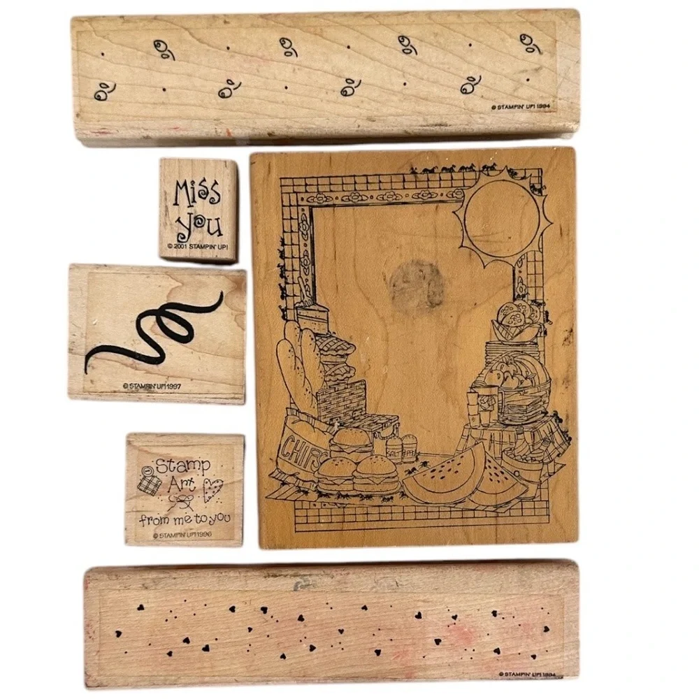 Vintage Wooden Rubber Stamps lot of 6